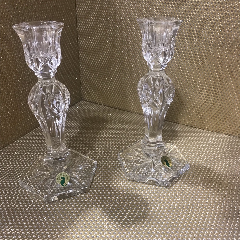 Retired Design, Collectible, Waterford Irish Crystal Clear Candle Holders